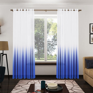 Grommet Top Drapery from Blue Ombre Sheer Fabric
