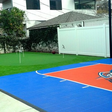 SnapSports® - Backyard Home Basketball Court w/ Custom OKC Theme Logo