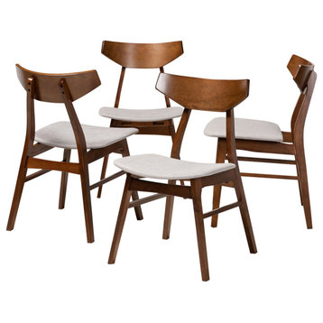Reedsport Mid-Century Walnut Effect 4-Piece Dining Chairs, Light Gray/Walnut Brown