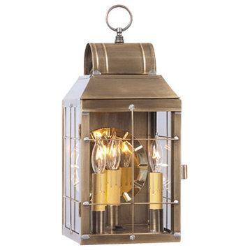 Handcrafted Outdoor Lantern Sconce, Weathered Brass
