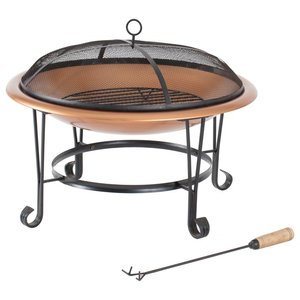 Large 29 Inch Outdoor Fire Pit In 100 Solid Copper With Screen