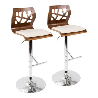 Folia Adjustable Barstool Set of 2 Contemporary Bar Stools And Counter Stools by LumiSource Houzz