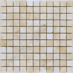 1x1 Baja Cream Travertine Mosaic Tumbled - Home Accessories & Decor