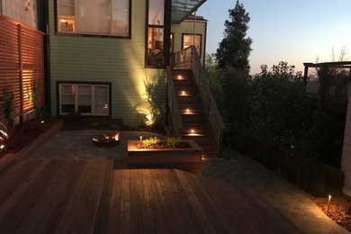 Design ideas for an asian full sun backyard concrete paver garden path in San Francisco.