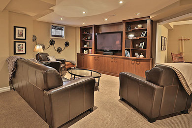 Arts and crafts family room photo in Toronto