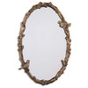 Paza Oval Mirror With Bird And Vine Detail Frame