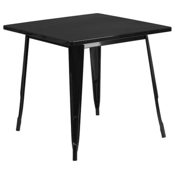 Flash Furniture 31.5" Square Metal Dining Table in Black