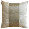 Art Silk Bed Lounge Pillow White 20"x20" Beaded Center Band, White Sparkle