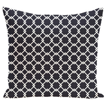 Link Lock Geometric Print Outdoor Pillow, Bewitching, 18"x18"