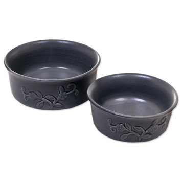Novica Clouds Over Tabanan Ceramic Serving Bowls, 2-Piece Set