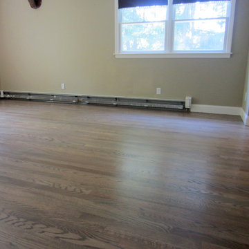 NISSEQUOGUE: 2 1/4" RED OAK W/ CUSTOM GREY BLEND STAIN + BONA TRAFFIC HD SATIN