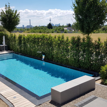 NIVEKO POLYSTONE Überlaufbecken Modell Advance in grau 10,00 x 3,60 x 1,50 m mit