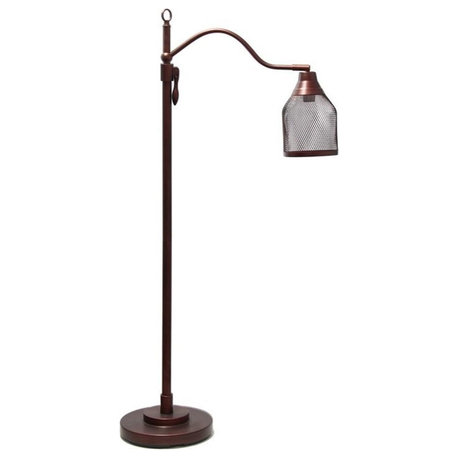 Lalia Home Metal Vintage Arched 1 Light Floor Lamp in Red Bronze with Mesh Shade