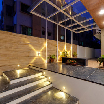 duplex bungalow in a apartment at ground floor was designed by culturals interio