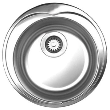 Noah's Collection Brushed Stainless Steel Large Round Drop-In Sink