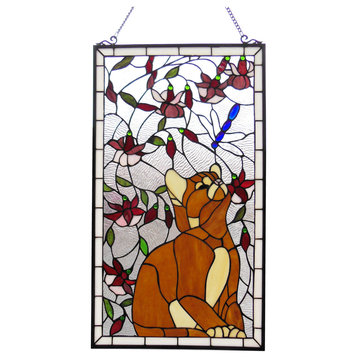 Miaou Tiffany-Glass Window Panel