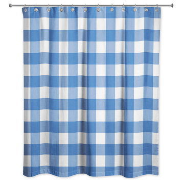 Light Blue Buffalo Check 71x74 Shower Curtain