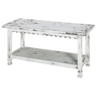 Country Cottage Bench, White Antique Finish