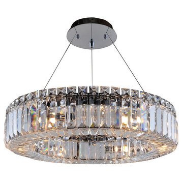 Rondelle 18" Round Pendant, Chrome, Firenze Clear