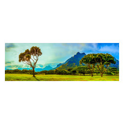 Douglas Page Photographic Arts - Kualoa Park, Pano, Canvas Giclee, 24"x8" - Prints And Posters