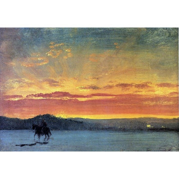 Albert Bierstadt Indian Rider at Sunset, 18"x27" Wall Decal Print