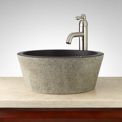 MONTSERRAT ROUND LAVA STONE VESSEL SINK - Bathroom Sinks