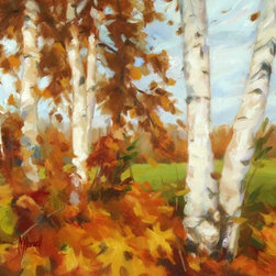 Paper Birch and Young Maples - Paintings