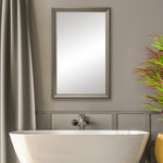 Frame My Mirror - Woodford Framed Wall Mirror, Nickel, 28" X 36" - The unconventional lines of the Woodford framed mirror take design to a whole new level. This contemporary frame, with its wide, angular surface, is sure to be a star in any space.