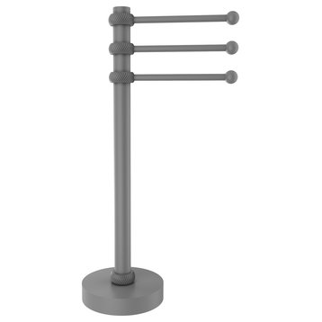 Vanity Top 3 Swing Arm Towel Holder with Twisted Accents, Matte Gray
