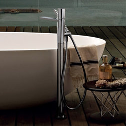 Milano Floor Mount Bath Filler With Handshower - Bathroom Taps and Shower Heads