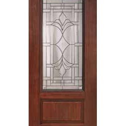 External Single Door 80 Fiberglass Marsala 1 Panel 3/4 Lite - Front Doors
