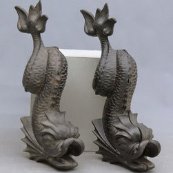 Pair of 19th Century Dolphin Figural Fountain Ornaments - Products