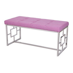 Joveco - Faux Leather Tufted Table Bench, Pink - Upholstered Benches