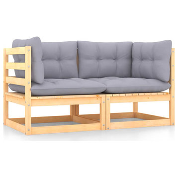 vidaXL Patio Loveseat Outdoor Patio 2-Seater Sofa with Cushions Solid Wood Pine