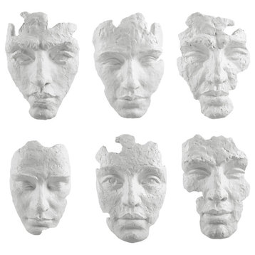 Self-Portrait White Mask Wall Decor, Set/6"