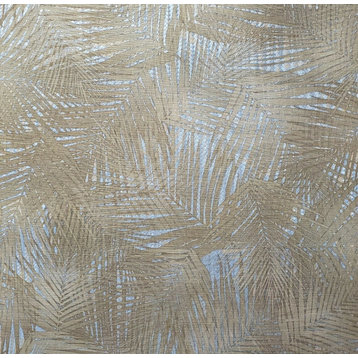 Palm wicker bamboo gold Silver Wallpaper, 8.5" X 11" Sample