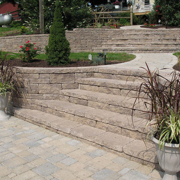 Creative Outdoor Stairs Options using Allan Block Retaining Walls