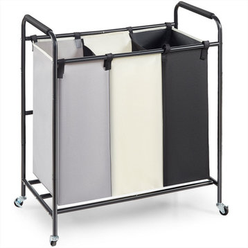 VEVOR Laundry Sorter Cart 3-Section Laundry Sorter With Wheels & Removable Bags