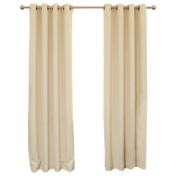 Solid Grommet Top Thermal Insulated Blackout Curtains, Beige, 84"