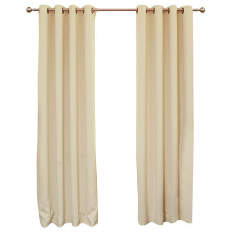 Solid Grommet Top Thermal Insulated Blackout Curtains, Beige, 84"