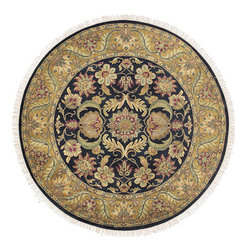 Taj Mahal Round Rug in Khaki Green and Caramel - Rugs
