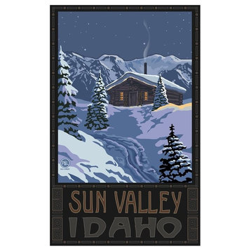 Paul A. Lanquist Sun Valley Idaho Winter Mountain Cabin Art Print, 12"x18"
