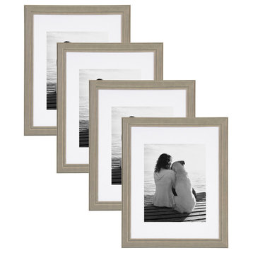 Kieva Solid Wood Picture Frame Set, Black 4x6, Disturessed Gray, 11x14 Matted to