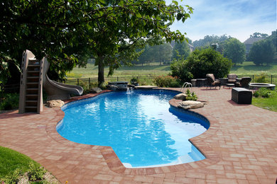 Crystal Lake Pool with Water Feature and Outdoor Entertainment Center