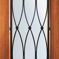 Slab Single Door 80 Wood Mahogany La Salle Full Lite Wrought Iron - Front Doors