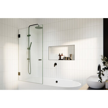 Glass Warehouse 58.25"x31.25" Frameless Shower Bath Door, Door Only, Matte Black