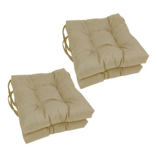 2pc 16 x 16 x 3 Sunbrella U-Shaped Outdoor Tufted Chair Cushions Canvas  Natural - Sorra Home