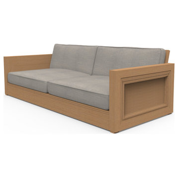 Madison Lounge Sofa, Wire Brushed Natural Teak Wood, Cast Silver