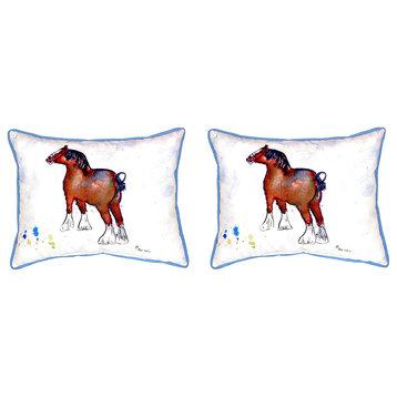 Pair of Betsy Drake Clydesdale Small Pillows 11 Inch X 14 Inch
