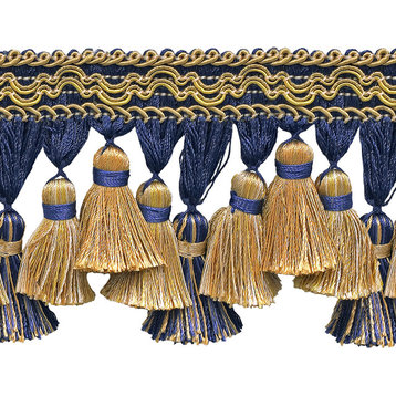 5 Yard Value Pack of Gold, Navy Blue 3 3/4" Imperial IITassel Fringe Style# TFI